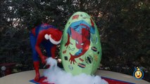 SPIDERMAN GIANT EGG SURPRISE TOYS for Kids w_ Spidey IRL Bubbles Gross Slime Christmas Toys Unboxing-8Zj