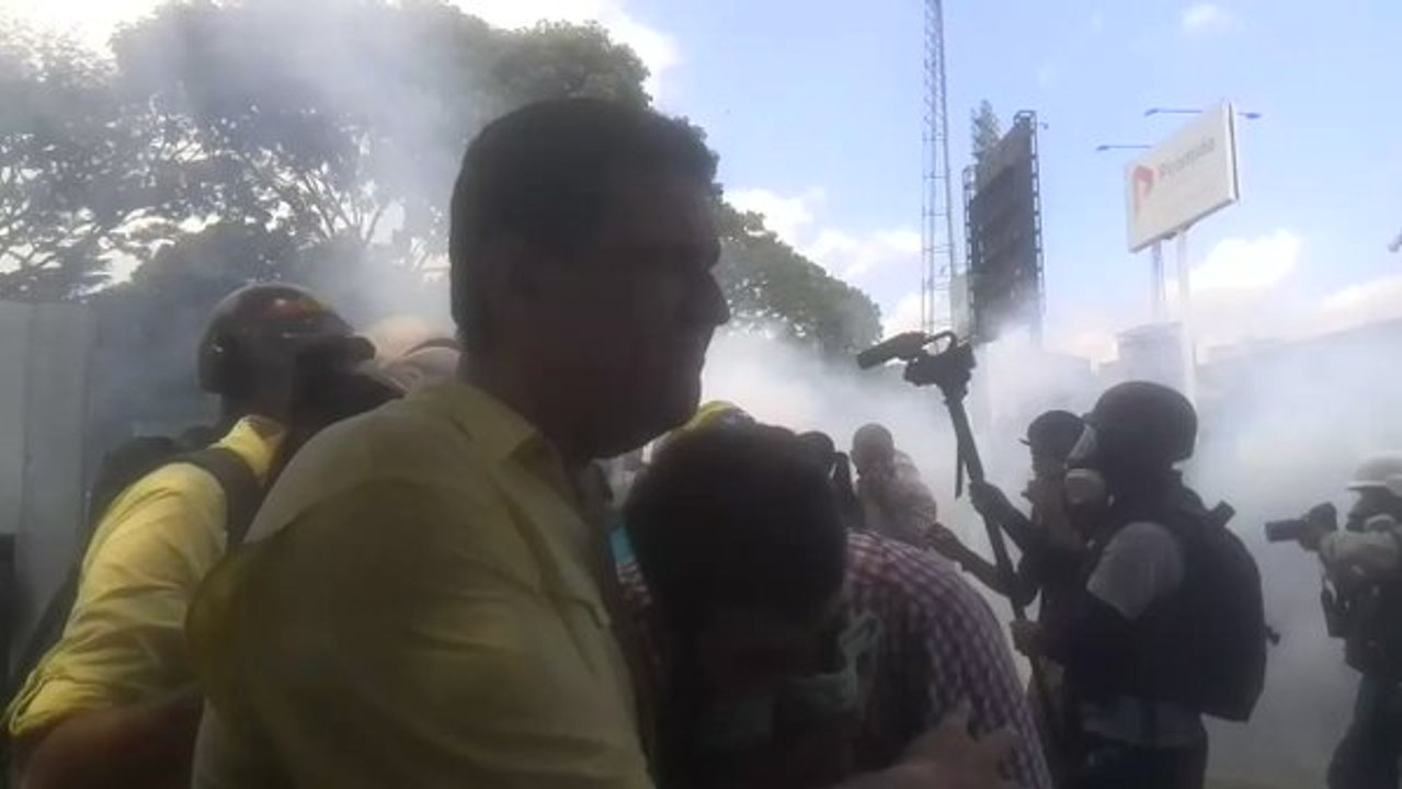 Venezuelan Security Forces Use Tear Gas Against...