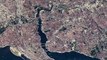 Travel across the Bosphorus strait, Istanbul Turkey. Continental boundary between Europe and Asia, wrote astronaut Jeff