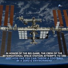 In honor of the big game superbowl, astronauts on the International Space Station threw a “Zero-G Hail Mary Pass”.