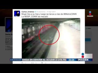 Mujer avienta a su hijo al Metro