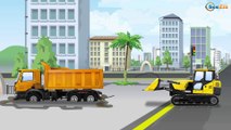 The Red Dump Truck & Crane - Construction Trucks Video Kids Animation World of Cars for children