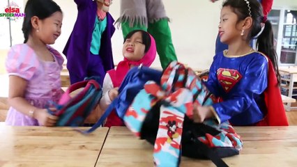 Frozen Elsa & Spiderman AT SCHOOL Learn Number 10-20 ! Prank Joker Maleficent Teacher Superhero fun!