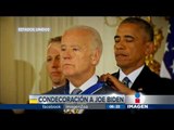 Obama entrega a Biden medalla presidencial de la Libertad