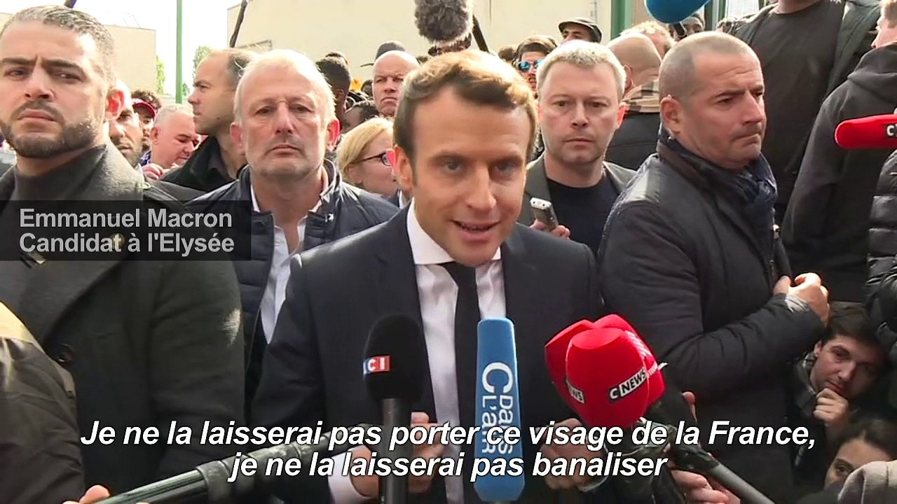 A Sarcelles, Emmanuel Macron s'en prend à Marine Le Pen