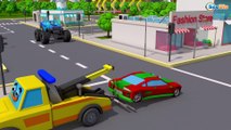 Kırmızı Yarış Arabası ve Polis arabası - Yarış Pistinde Yarışıyor - Video çocuk için