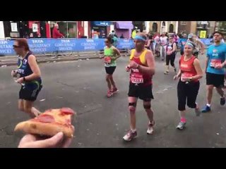 Well-Wisher Shares His Pizza With Runners at London Marathon