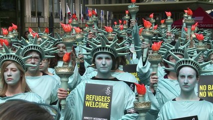 London protest condemns Trump's 100 days in office