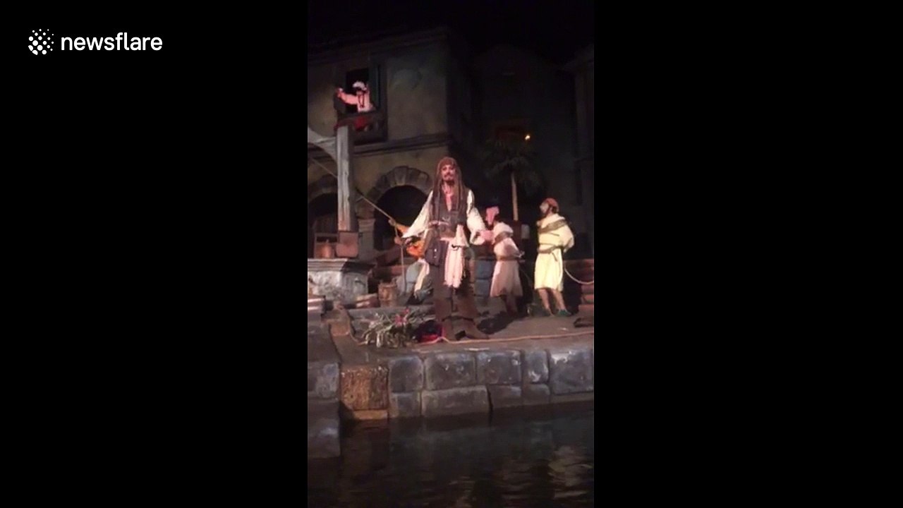 Johnny Depp surprises Disneyland visitors as Captain Jack Sparrow