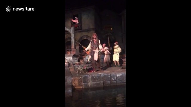Johnny Depp surprises Disneyland visitors as Captain Jack Sparrow