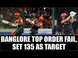 IPL 10 :Virat Kohli, Gayle fail to fire, Bangalore set 135 run target for Gujarat| Oneindia News