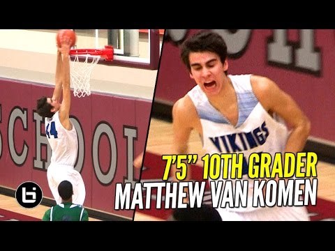 7'5 Sophomore Matt Van Komen 20 Pts & 20 Rbs vs Chino Hills! Raw Talent With Major Potential!