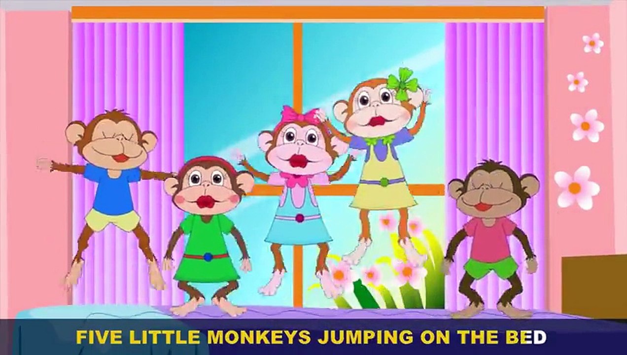 Five Little Monkeys Jumping On The Bed with Lyrics - Kids Songs Nursery Rhymes by EFlashApps