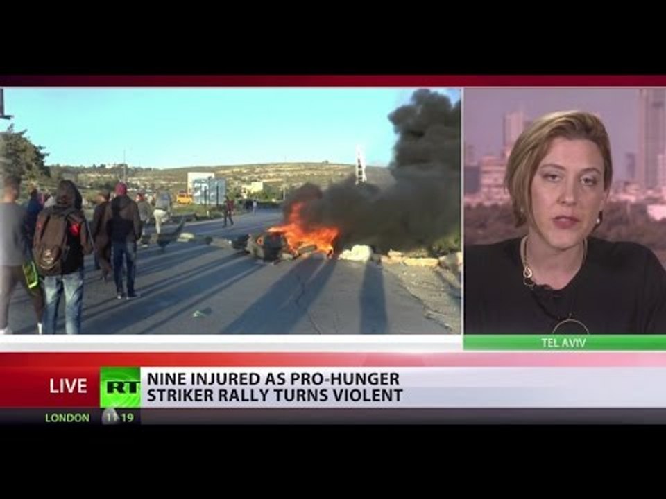 Stones Throwing: Palestinian rally in support of hunger striking prisoners descends into violence