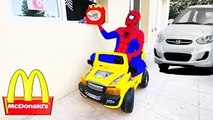 SPIDERMAN MCDONALDS DRIVE THRU Prank! w/ Happy Meal Joker Venom Hulk Spiderbaby Disney in Real Life