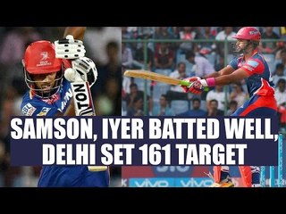 IPL 10 : Sanju Samson, Shreyas Iyer shine, Delhi sets 161 run target for Kolkata | Oneindia News