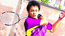 背走背面ショット！！　２０１３東アジア競技大会での柴田章平　The Art of Soft tennis
