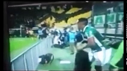 Yerry Mina steals a tripod while a fight is taking place during Penarol and Palmeiras!