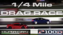 Tesla Vs Lamborghini Huracan 14 Mile Drag Racing