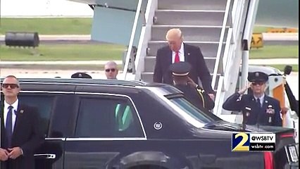 President Trump arrives in Atlanta to speak at the NRA convention
