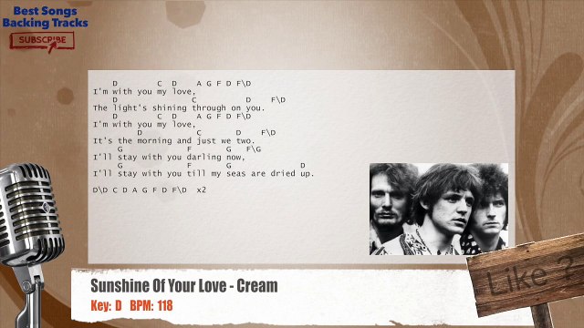 Sunshine Of Your Love - Cream / Clapton Vocal Backing Track with chords and lyrics