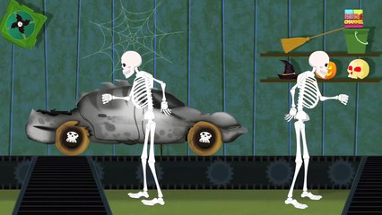 Scary Police Car _ Skeleton Car Garage _ Toy Factory for Kids & Toddlers-YfR2x86hvhc