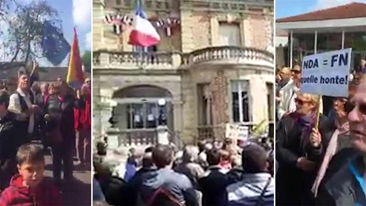 Les habitants de Yerres manifestent après le ralliement de Dupont-Aignan à Le Pen