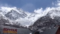 Avalanche Comes Close to Ski Resort in Terskol, Russia