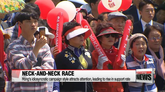 Right-wing candidate Hong drumps up support bottom-up as his supporting rate boosts