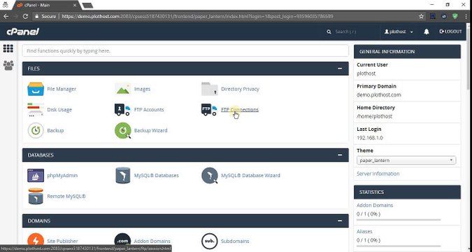 Check active FTP Connections to your hosting account in cPanel