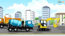 Car Cartoon Episodes with Blue Cement Mixer and Big Color Trucks Bip Bip Cars 2D Animation for kids