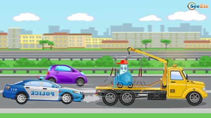 下载视频: Coche de policía - Carros para niños - El Camión de bomberos Curiosa - Car cartoon