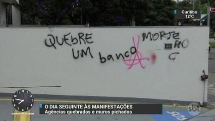 São Paulo amanhece com agências bancárias destruídas e muros pichados