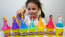 Play Doh Clay Disney Princess Dresses -  Kids Learn Colors with Toys-e