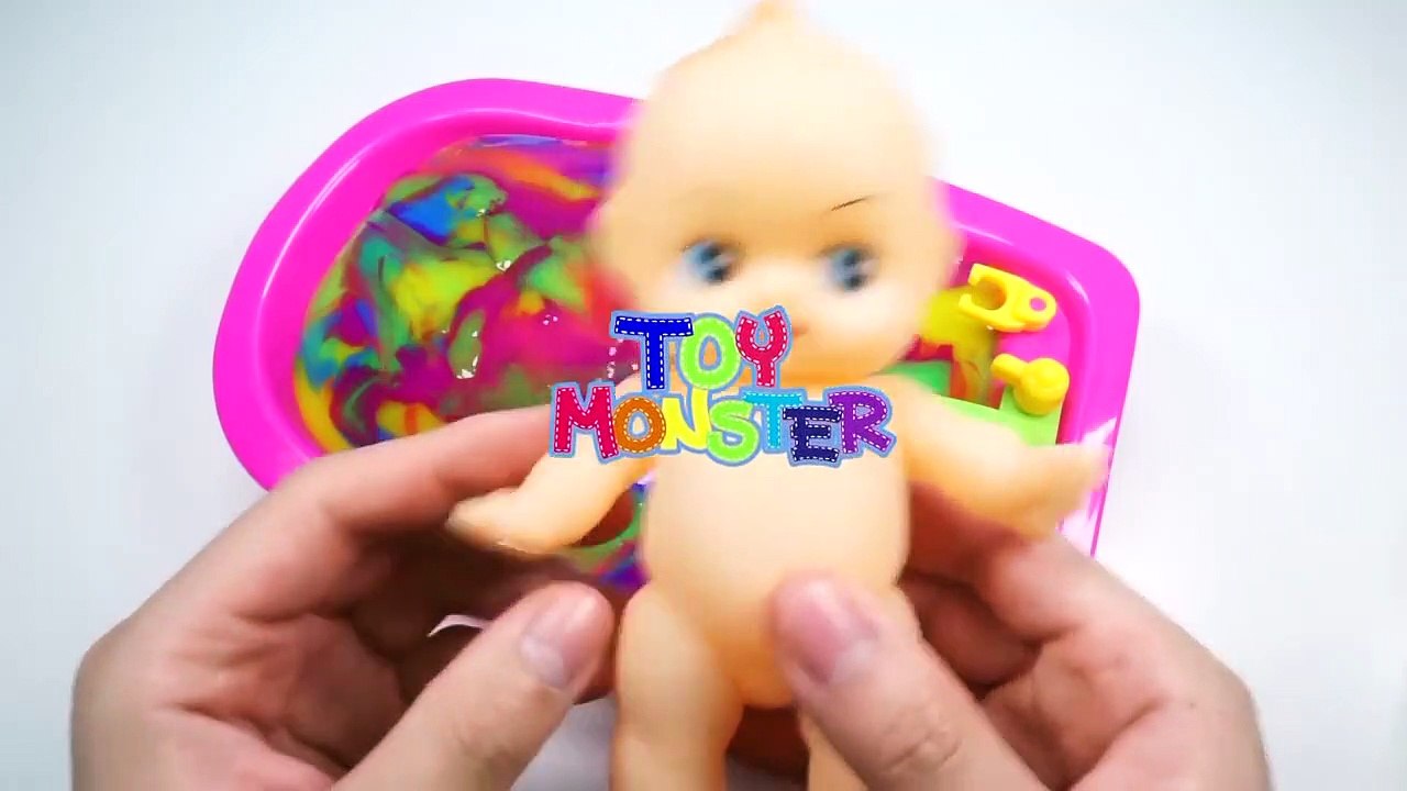 Numbers, Counting Baby Doll Colours Slime Bath Time DIY How to Make Orbeez Slime-v5D97dJT