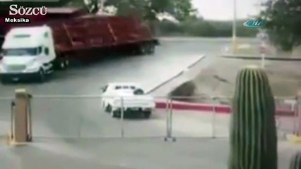 Tren domuz yüklü tırı böyle biçti