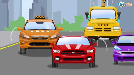 Learn Cars For Kids Cartoon w Tow Truck & Police Car how it's work with Car Service And Racing Cars