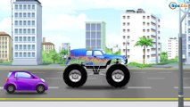 RED Monster Truck Vs Color Blue Truck Monster Trucks For Kids - Children Cartoon - 2D Kids Animation