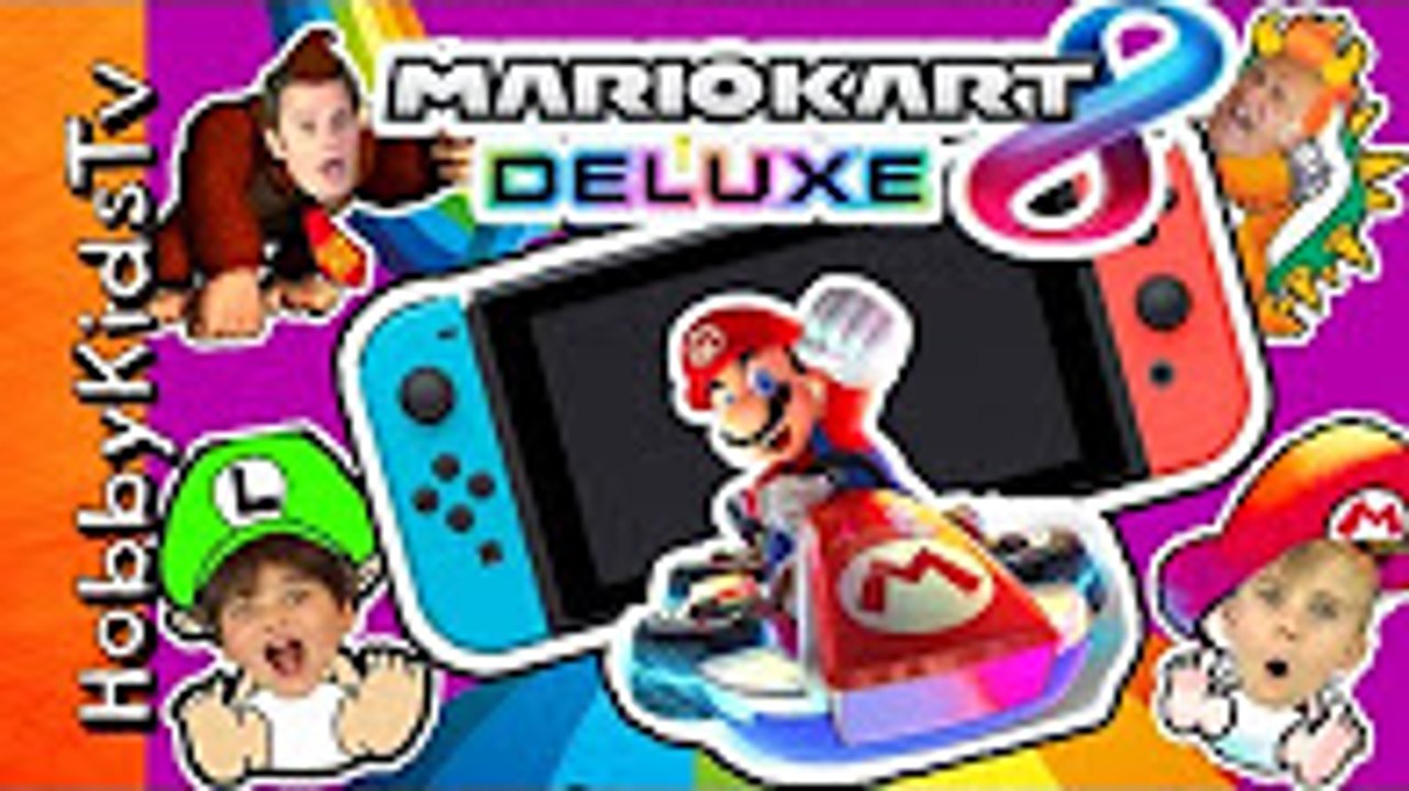 Nintendo SWITCH! Real Life GO-CART Racing SKIT + Video Gaming NEW MARIO KART 8 DELUXE HobbyKidsV