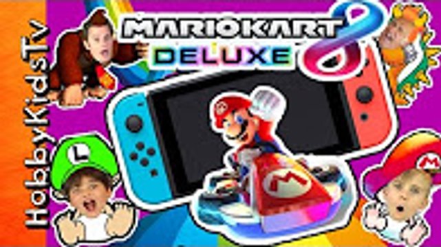Nintendo SWITCH! Real Life GO-CART Racing SKIT + Video Gaming NEW MARIO KART 8 DELUXE HobbyKidsV