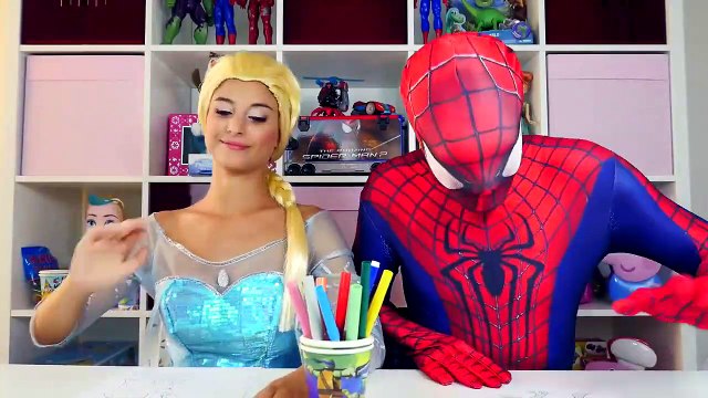 Spiderman vs Frozen Elsa Drawing candy challenge w_ Kinder Surprise Eggs, Fun Superhero-PzDZG9W