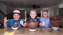 Chocolate Surprise Egg Giant Ice Cream Sundae Challenge! Kids Eat Real Food - Candy Challenges!-QsEbid4P
