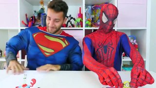 Spiderman vs Superman Drawing challenge w_ Frozen Elsa Play Doh & Superhero Prank in Real Life-1