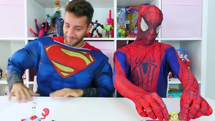 Spiderman vs Superman Drawing challenge w_ Frozen Elsa Play Doh & Superhero Prank in Real Life-1