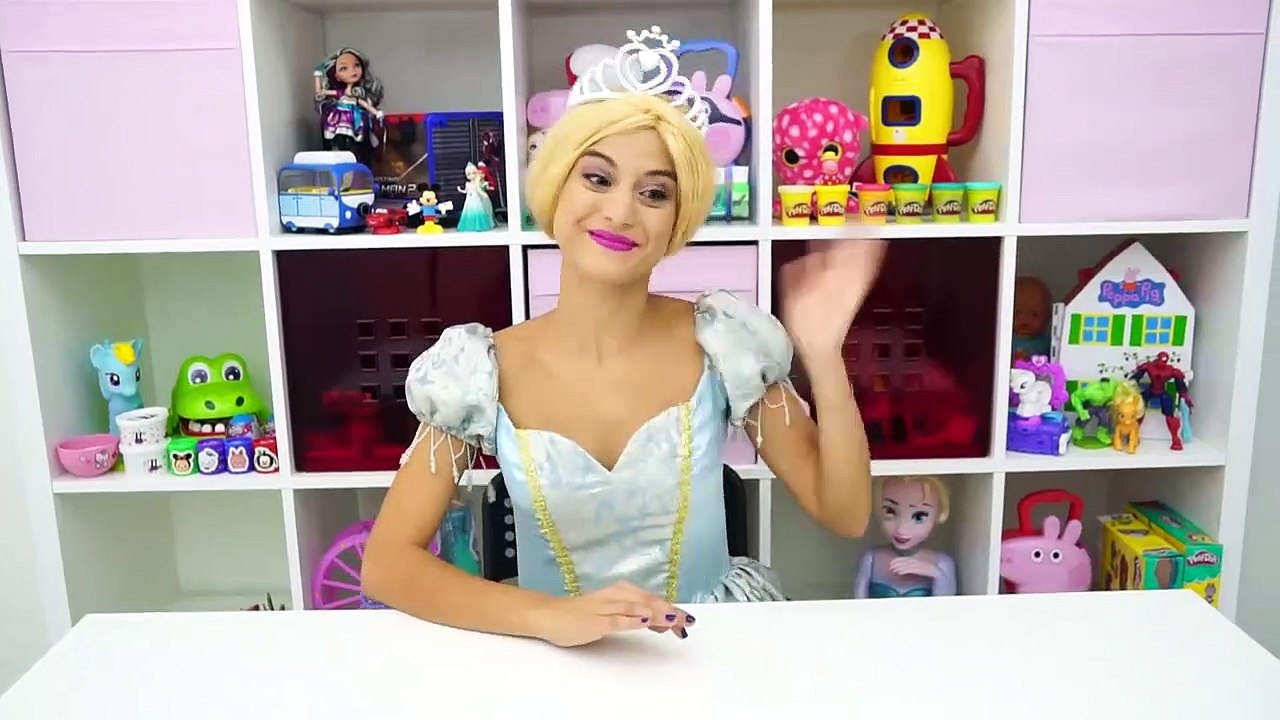 Frozen ELsa & Cinderella Disney Princess Set! Peppa Pig Play Doh toys for kids-WJIPFN