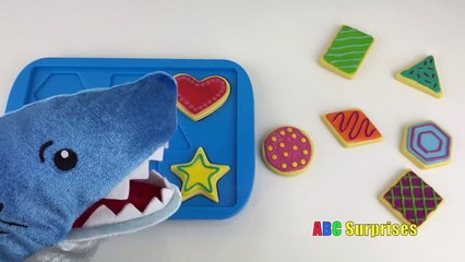 PET SHARK Eats Cookies Learn Shapes with Baking Cookies Toy Playset for Kids ABC Surprises-Ez