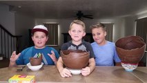Chocolate Surprise Egg Giant Ice Cream Sundae Challenge! Kids Eat Real Food - Candy Challenges!-QsEbid4