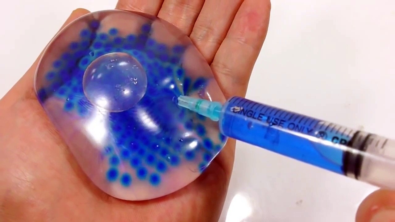 DIY How To Make 'Orbeez Slime Water Balloons' Syringe Real Play Learn Colors Slime Toy-RI