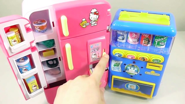 Hello Kitty Refrigerator Toys Drinks Vending Machines Learn Colors Clay Slime Surprise Egg-dk