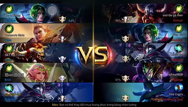 Liên Quân Mobile- Cày nát team địch với NaKroth rank gỗ đoàn- Pentakill